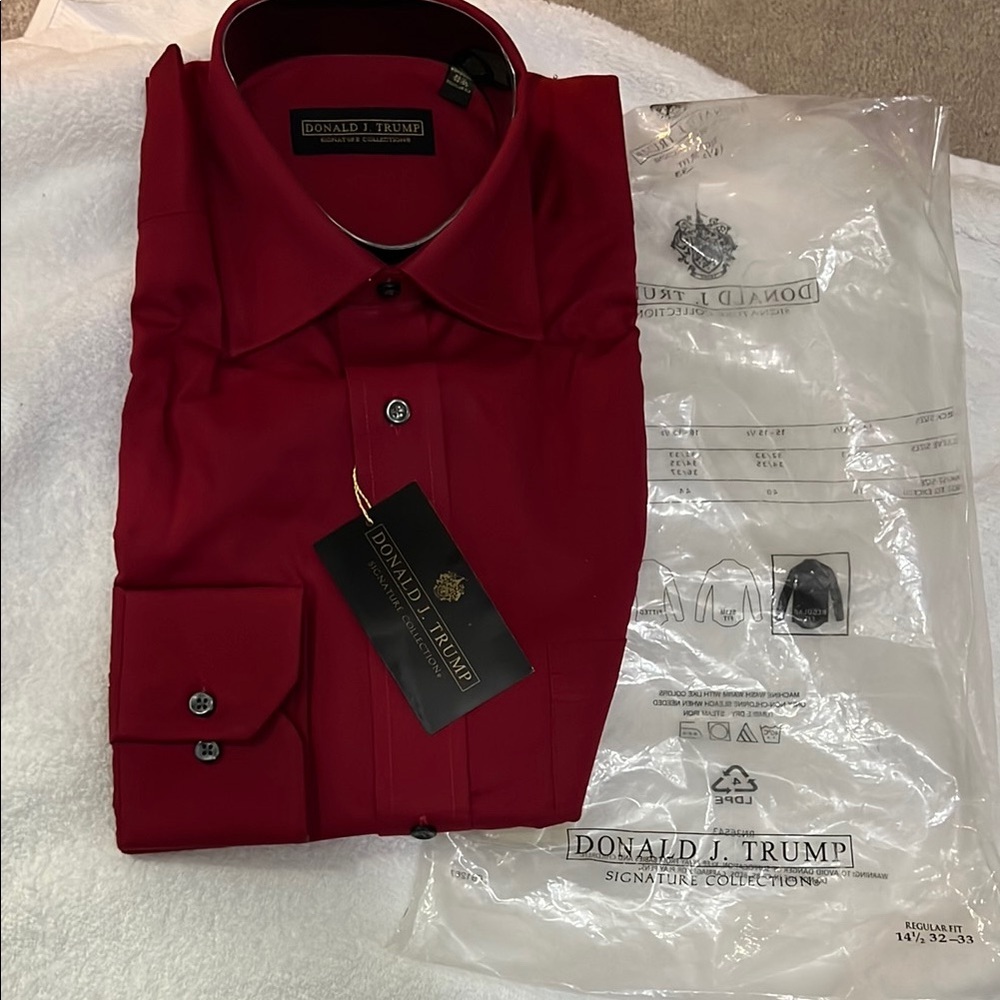 New Donald J Trump signature collection dress shirt 14.5 32-33 scarlet
